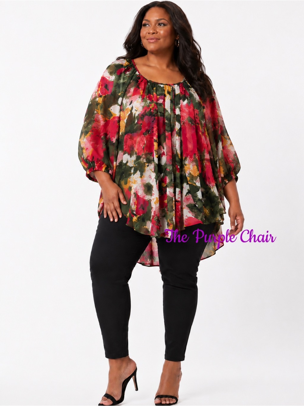 LANE BRYANT Icon Collection NWT Abstract Floral Batwing Sleeve Top 18